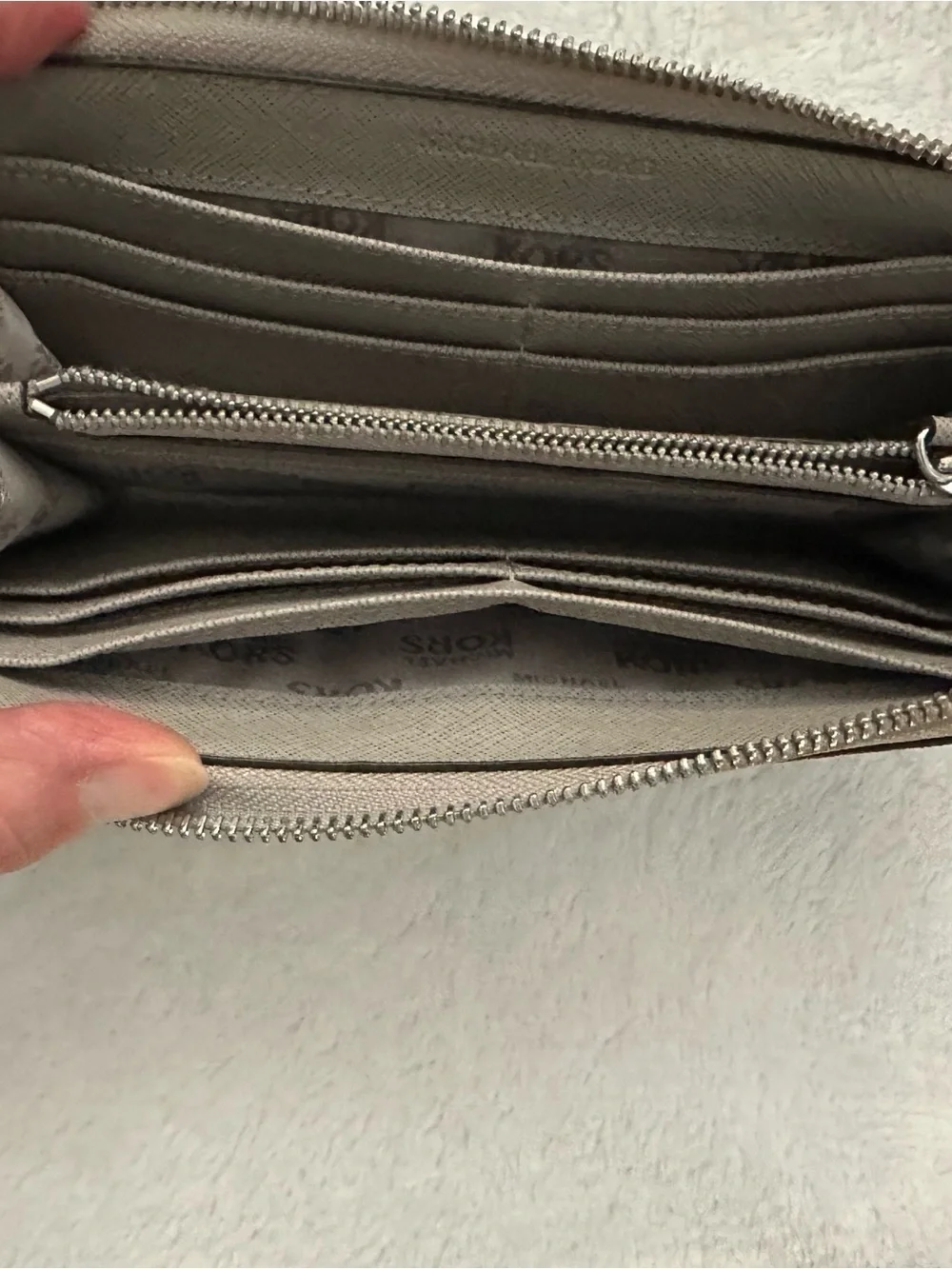 Michael Kors Grey Zip-Around Saffiano Wallet